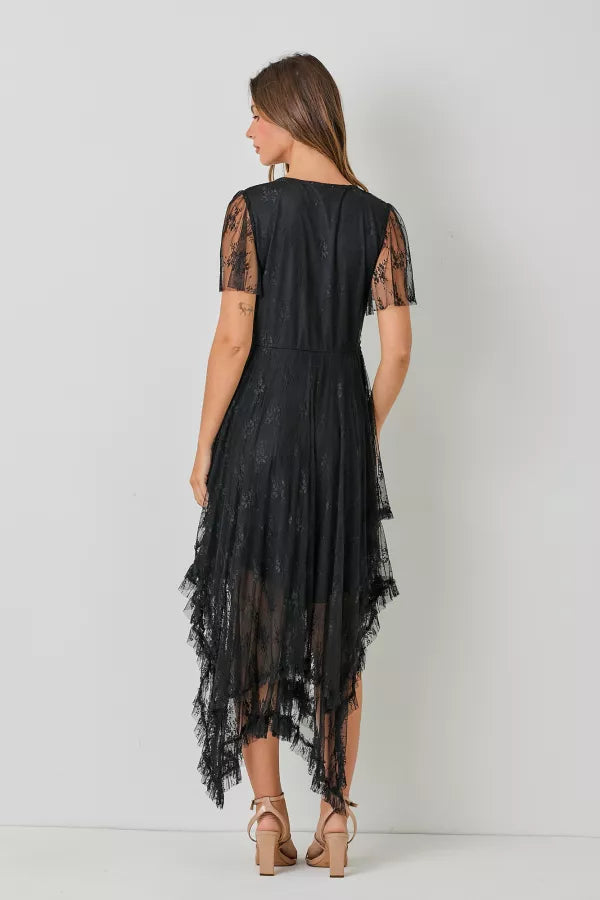 Embellished Lace Hem Dress