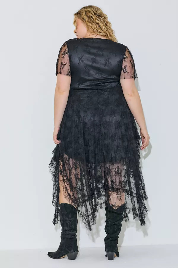 Embellished Lace Hem Plus Size Dress