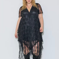 Embellished Lace Hem Plus Size Dress