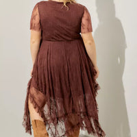 Embellished Lace Hem Plus Size Dress