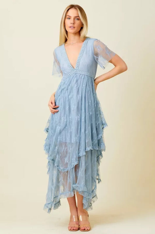 Embellished Lace Hem Dress