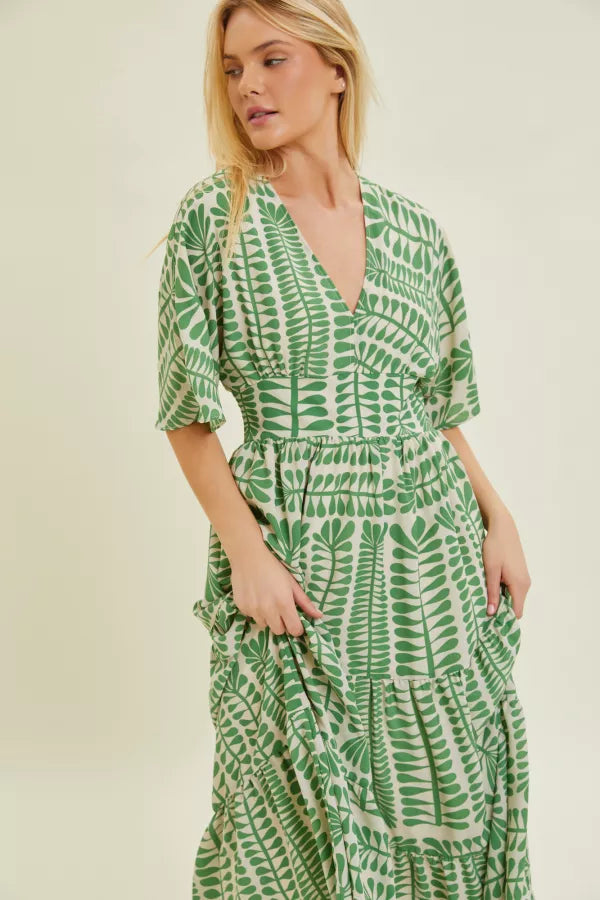 Plant Print Maxi Dress