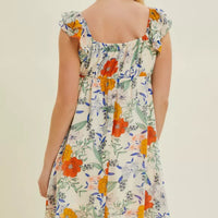 Floral Ruffle Sleeve Dress