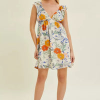 Floral Ruffle Sleeve Dress