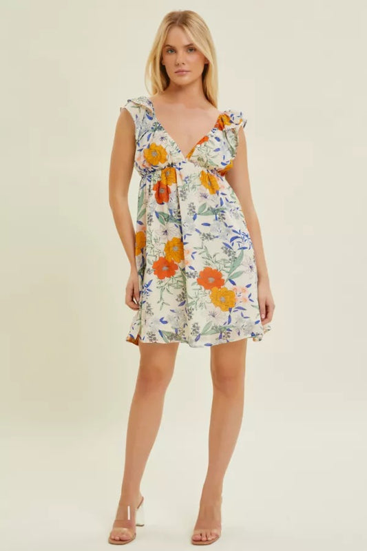 Floral Ruffle Sleeve Dress