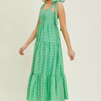 Gingham Shoulder Tie Dress