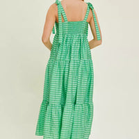 Gingham Shoulder Tie Dress