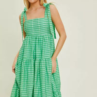Gingham Shoulder Tie Dress