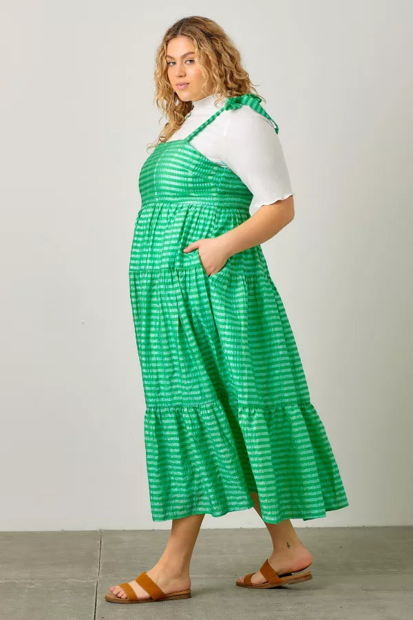 Gingham Shoulder Tie Dress