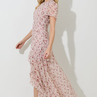 Blush Floral Print Maxi Dress