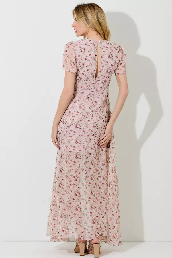 Blush Floral Print Maxi Dress
