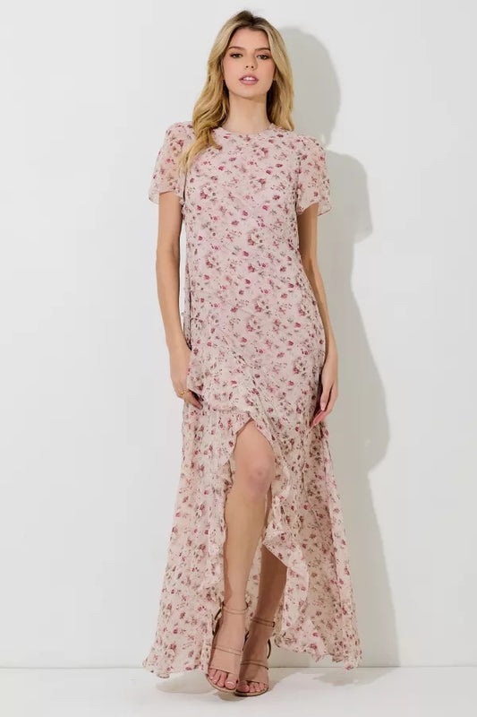 Blush Floral Print Maxi Dress