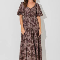 V Neck Bubble Sleeve Dress