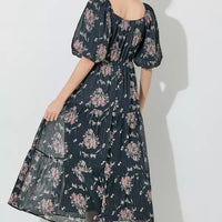 Black Floral Lurex Print Maxi Dress