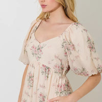 Cream Floral Lurex Print Maxi Dress