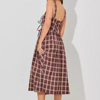 Plaid Sleeveless Dress With Ribbon