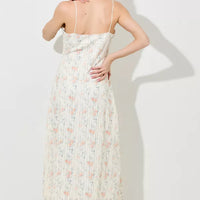 Cream Peach Floral Lace Maxi Dress