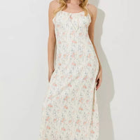 Cream Peach Floral Lace Maxi Dress