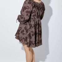 Printed Floral Mini Dress With Tie Sleeve Plus Size