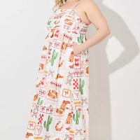 Western Print Maxi Dress
