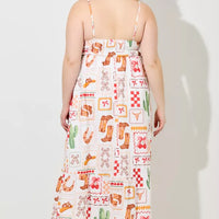 Western Print Maxi Dress