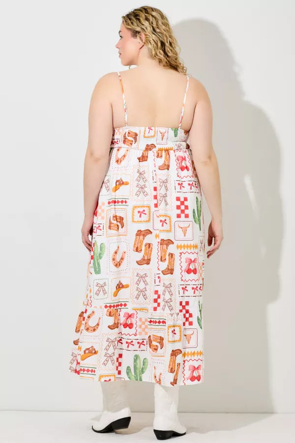 Western Print Maxi Dress
