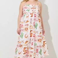 Western Print Maxi Dress