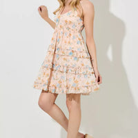 Coral Multi Floral Print Ruffle Top