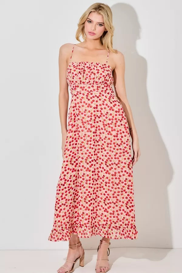 Cherry Print Maxi Dress