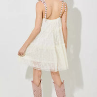Shoulder Tie Lace Mini Dress