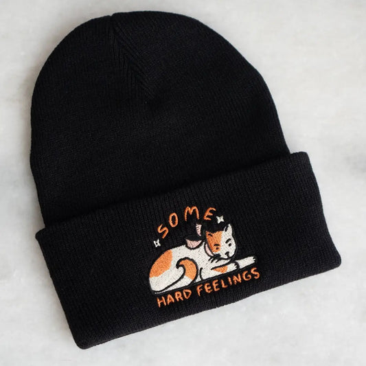 Some Hard Feelings Cat Beanie | Knit Embroidered Toque