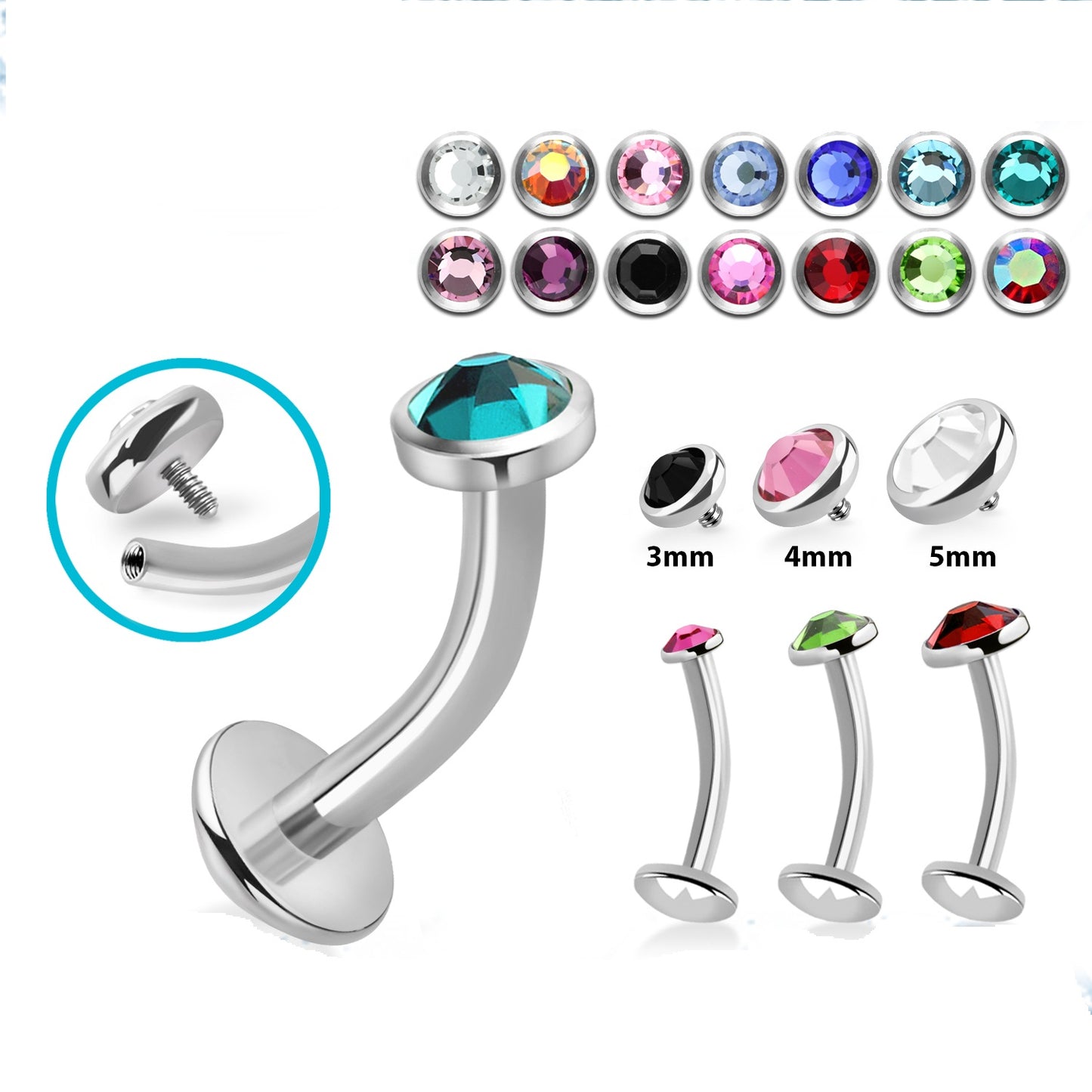 Bezel Gem Titanium Floating 14g Navel