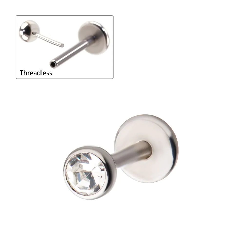 Bezel Jewel Threadless Labret 18g