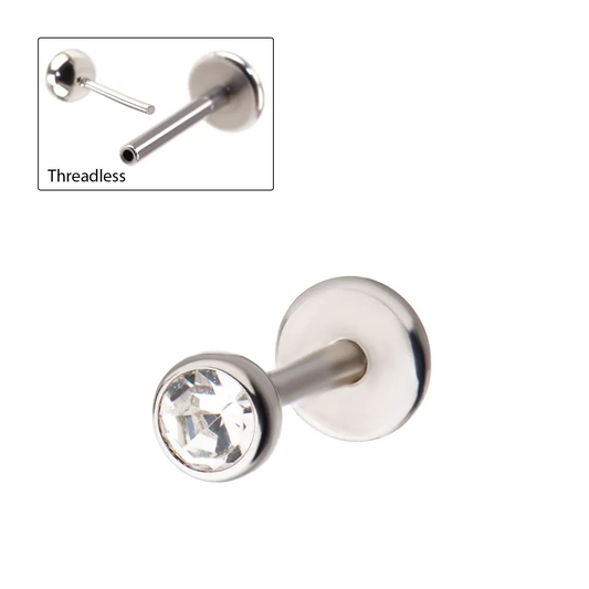 Bezel Jewel Threadless Labret 18g