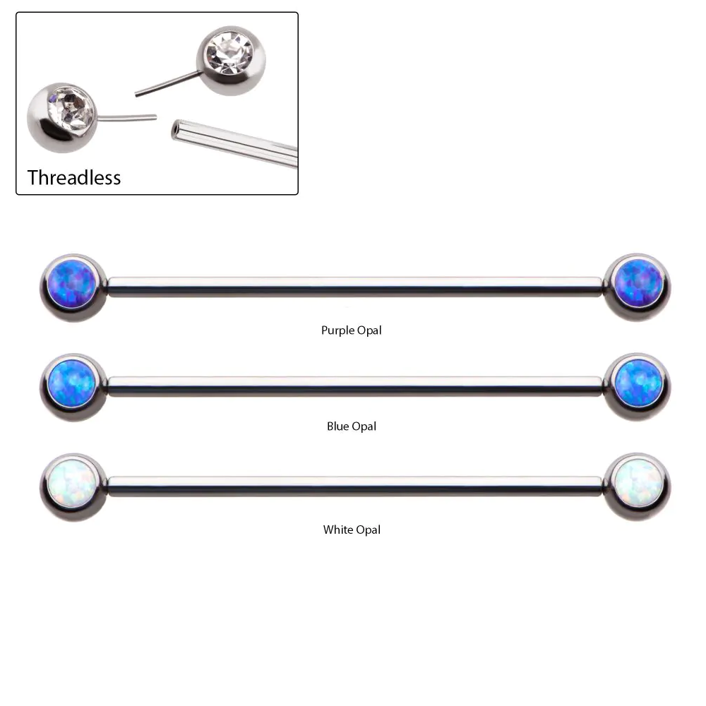 Bezel Set Opal Threadless Industrial