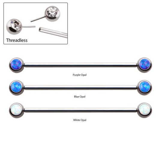 Bezel Set Opal Threadless Industrial