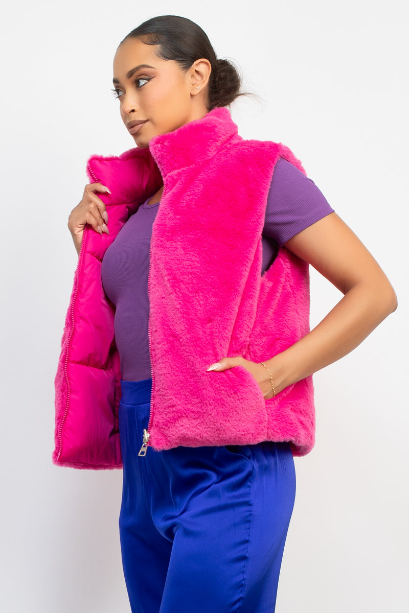 Reversable Fur Puff Vest