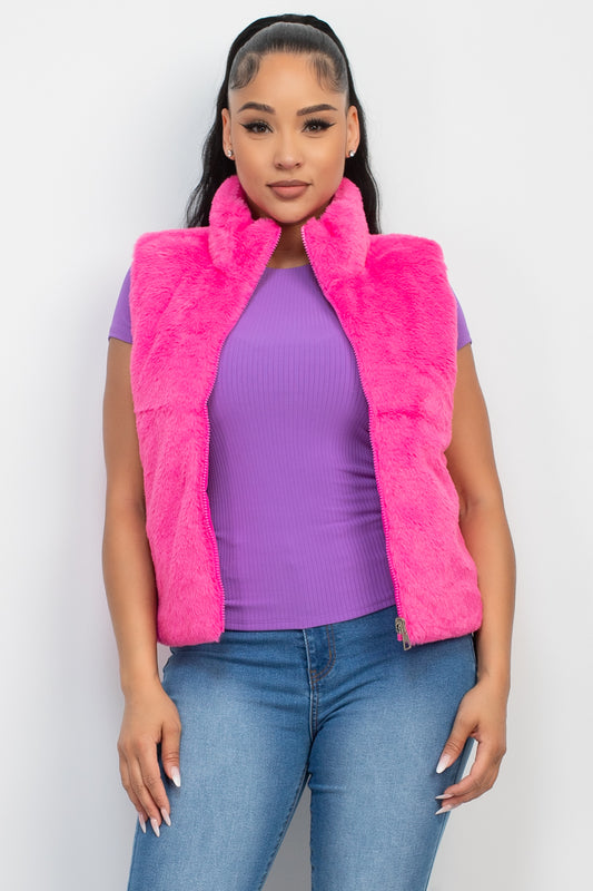 Reversable Fur Puff Vest