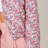 Floral Corduroy Print Puffer Jacket