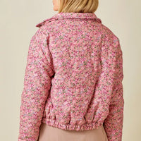 Floral Corduroy Print Puffer Jacket