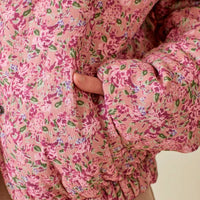 Floral Corduroy Print Puffer Jacket