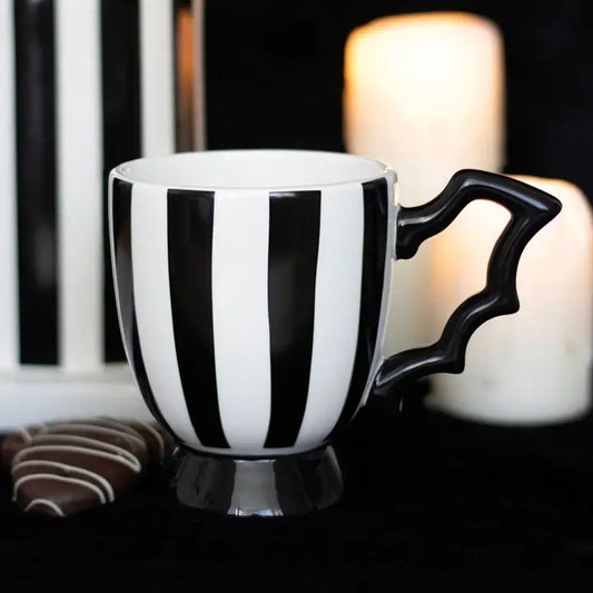 Gothic Striped Bat Wing Halloween Teacup