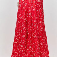 Red Multi Floral Print Skirt Plus Size
