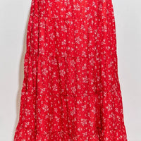 Red Multi Floral Print Skirt Plus Size