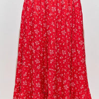 Red Multi Floral Print Skirt Plus Size