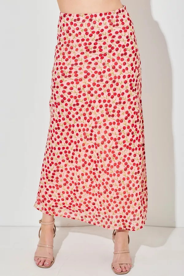 Cherry Print Maxi Skirt