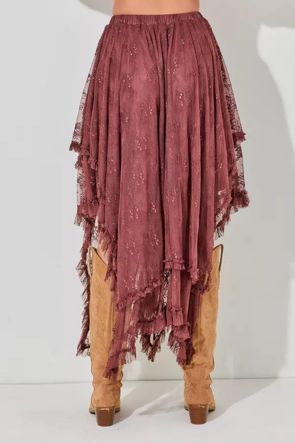 Embellished Lace Hem Skirt Plus Size