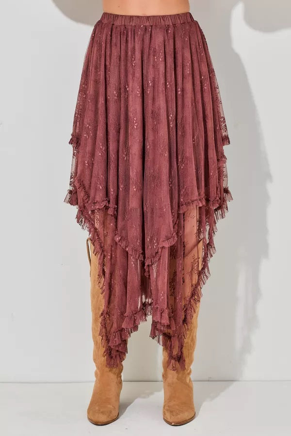 Embellished Lace Hem Skirt