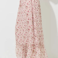 Blush Floral Print Waist Tie Maxi Skirt