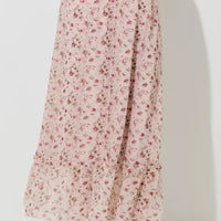 Blush Floral Print Waist Tie Maxi Skirt